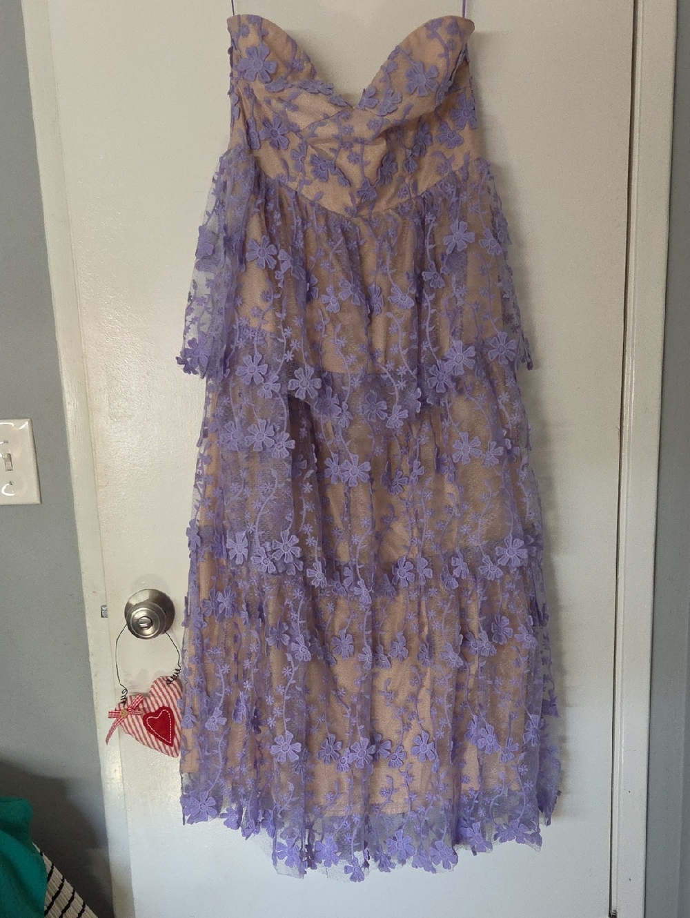 Endless Rose Strapless Lilac, Floral Lace Overlay Dress